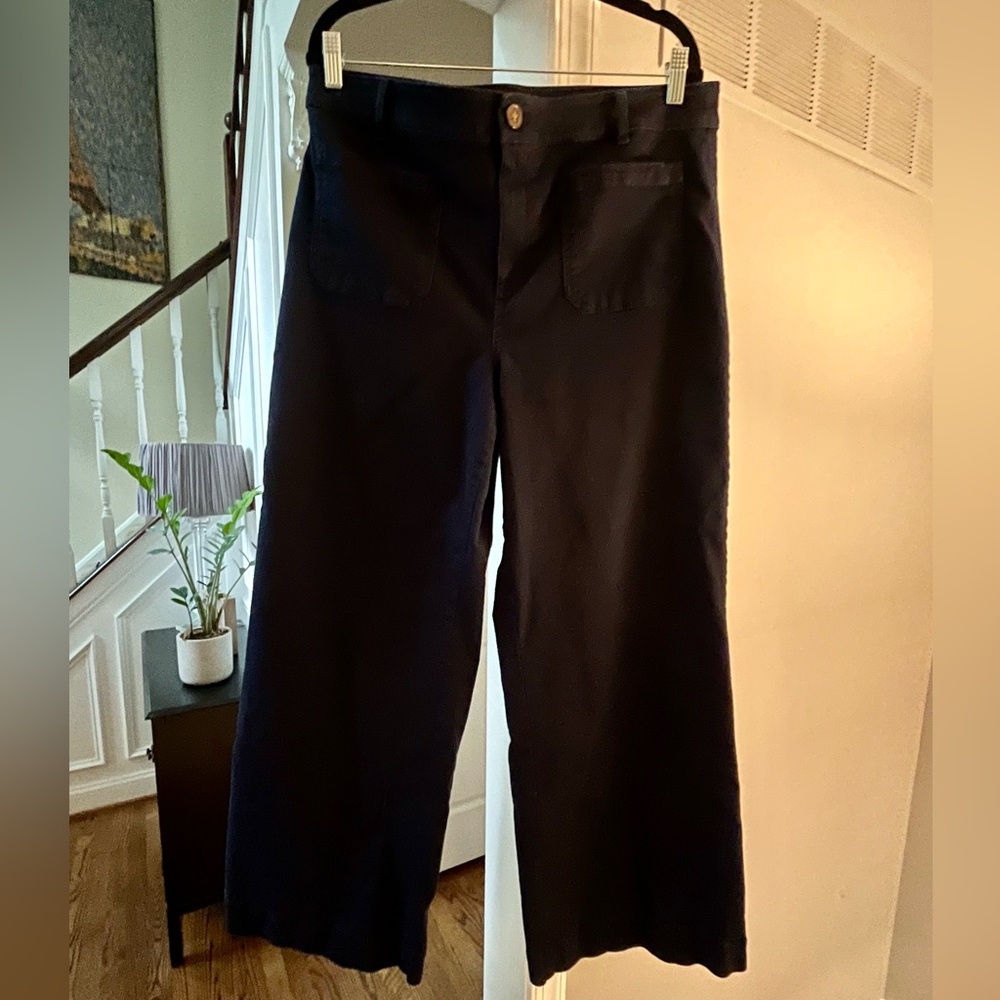 LOFT Palmer Wide-Leg Trousers in Navy